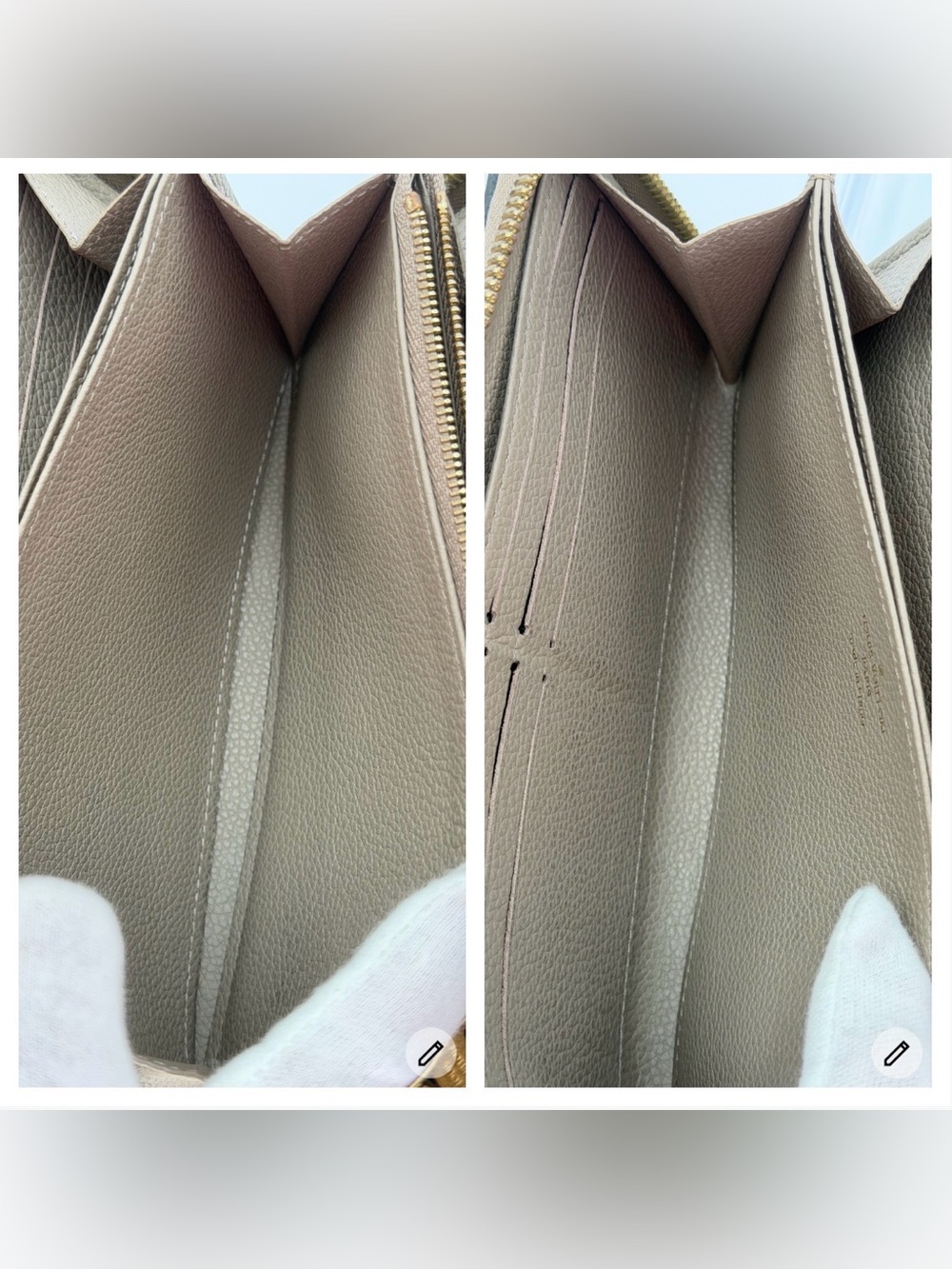Louis Vuitton Bi Color Empriente Taupe/Cream Monogram Zippy Wallet w/Entrupy COA - Picture 13 of 14